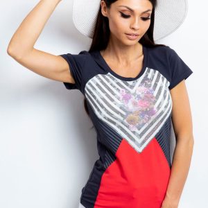 Wholesale Graphite t-shirt with stripes and flowers