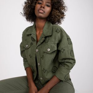 Wholesale Khaki Long Sleeve Denim Jacket Colima