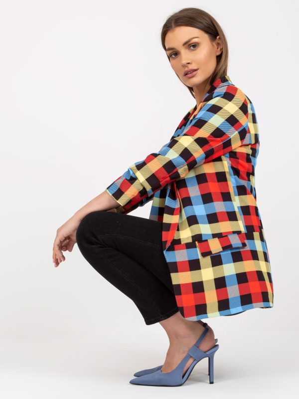 Wholesale Yellow and Red Women's Colorful Plaid Blazer