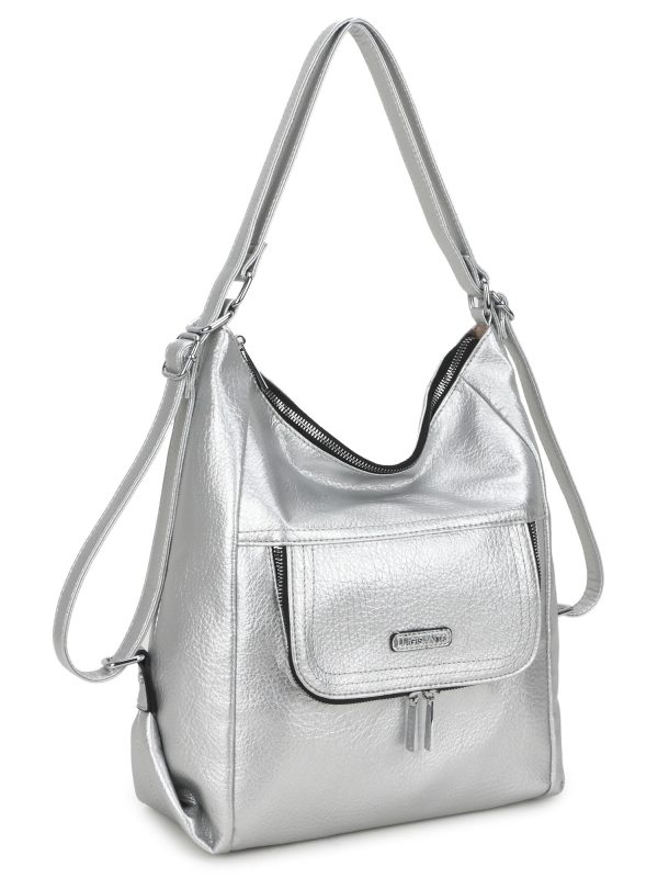 Wholesale Silver shoulder bag with adjustable handle LUIGISANTO