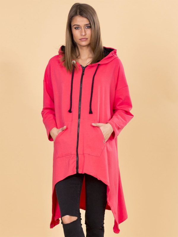 Wholesale Coral Asymmetrical Hooded Sweatshirt