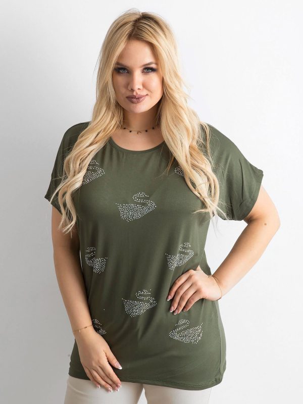 Wholesale Khaki T-shirt plus size with applique