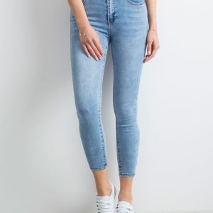 Wholesale Blue denim pants with zippers