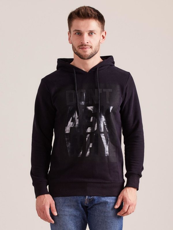 Wholesale Black Men's Hooded Sweatshirt