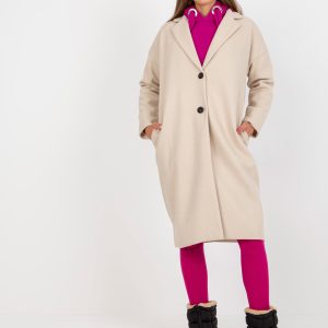 Wholesale Light beige single breasted oversize coat OCH BELLA