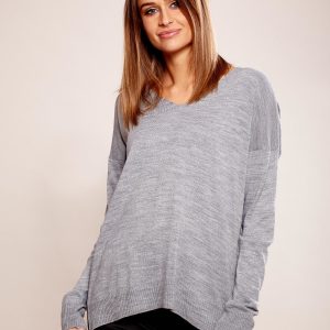 Wholesale Gray oversized V-neck sweater