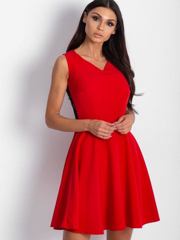 Wholesale Women's dress with transparent back insert red