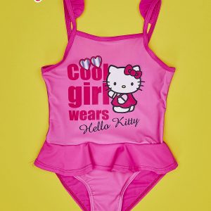 Wholesale Light pink swimsuit for girl HELLO KITTY