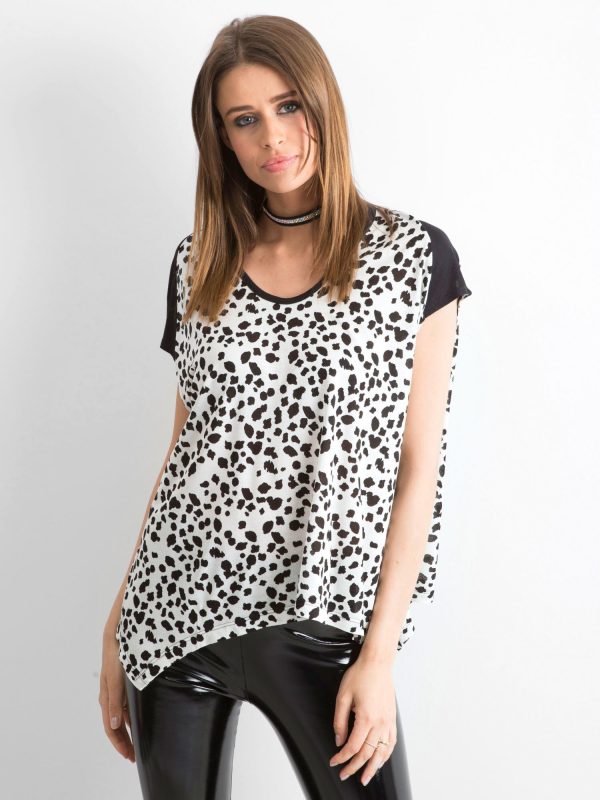 Wholesale White and black leopy t-shirt