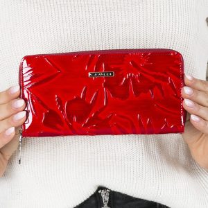 Wholesale Red leather wallet with convex pattern