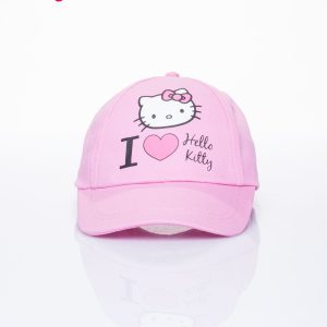 Wholesale Pink baseball cap for girl with HELLO KITTY motif