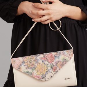 Wholesale Beige clutch bag with floral insert