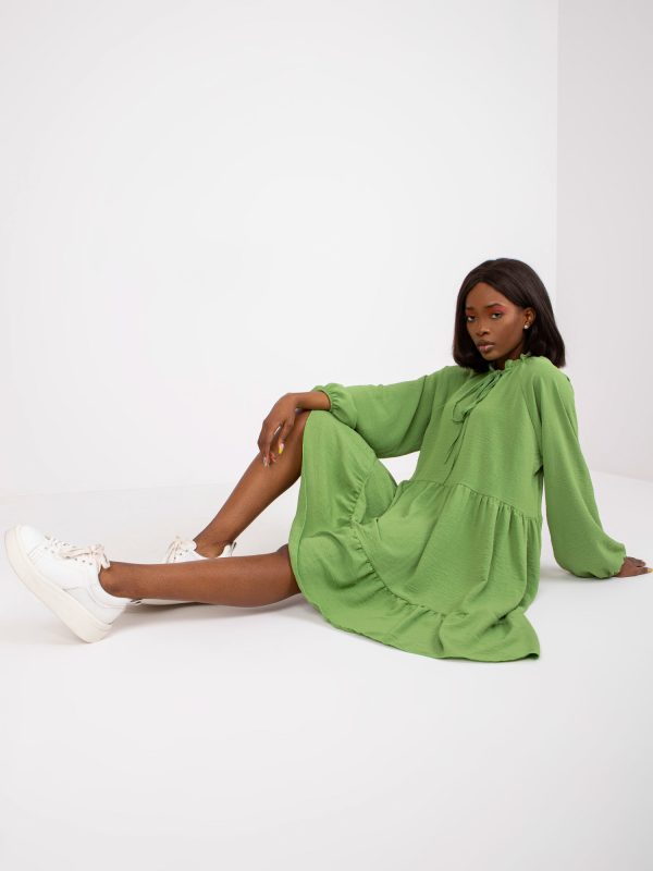 Wholesale Green oversized dress with ruffle