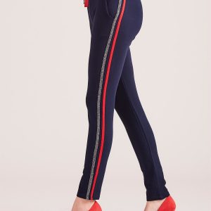 Wholesale Navy blue sweatpants with shiny stripe