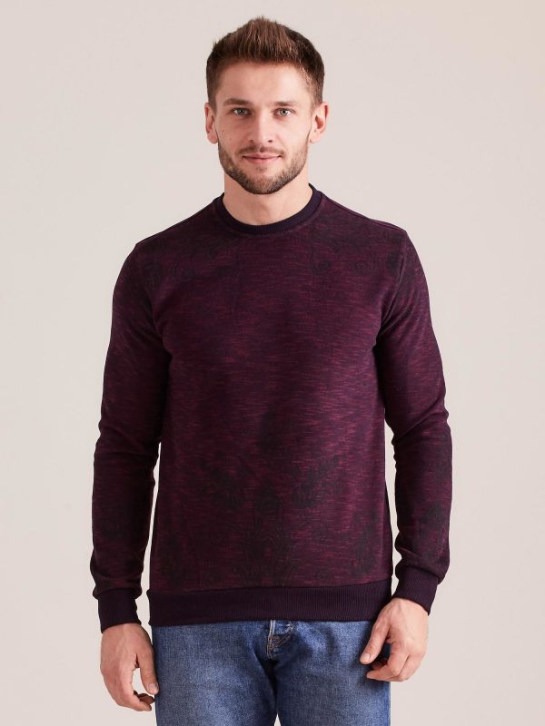 Wholesale Burgundy patterned sweatshirt for men