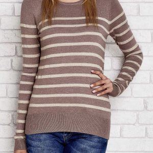 Wholesale Dark beige striped sweater