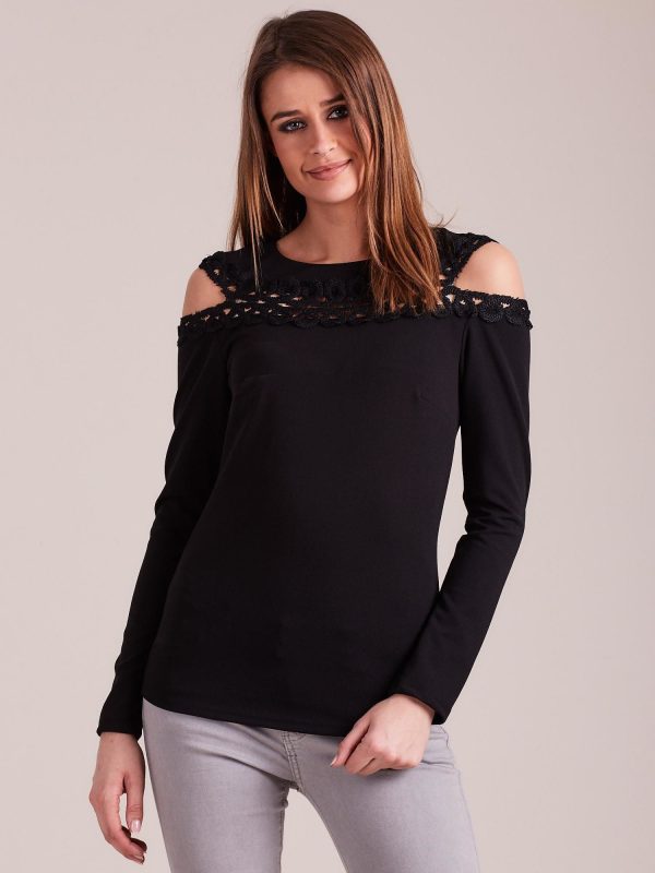 Wholesale Blouse with cutouts and black lace