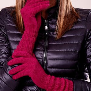 Wholesale Fuchsia long gloves with draped sleeve