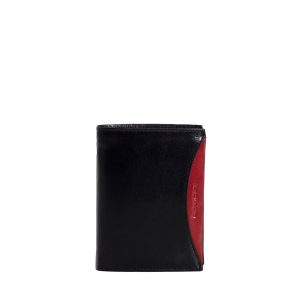 Wholesale Black and Red Genuine Leather Men's Vertical Wallet