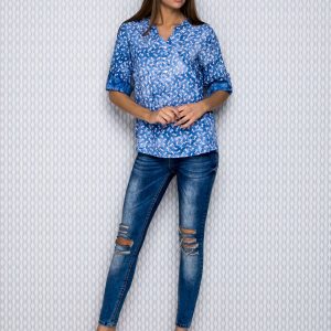 Wholesale Blue blouse with print