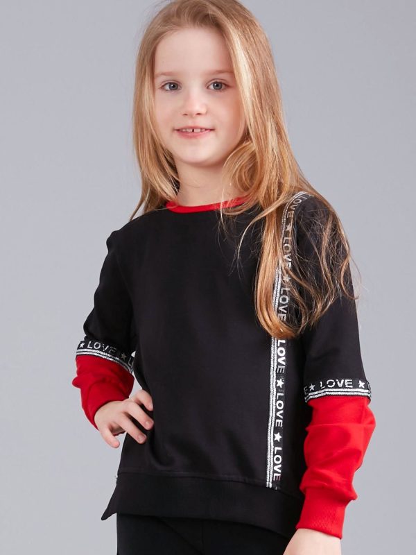 Wholesale Black girl sweatshirt with applique and subtitles