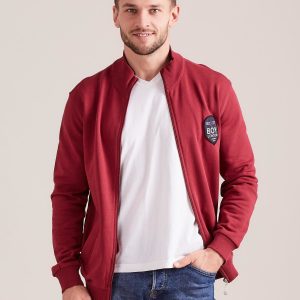 Wholesale Burgundy zipper sweatshirt for men