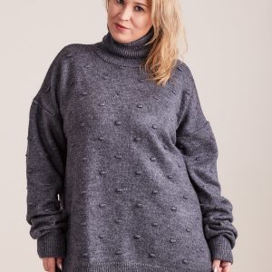 Wholesale Plus Size Graphite Turtleneck Sweater