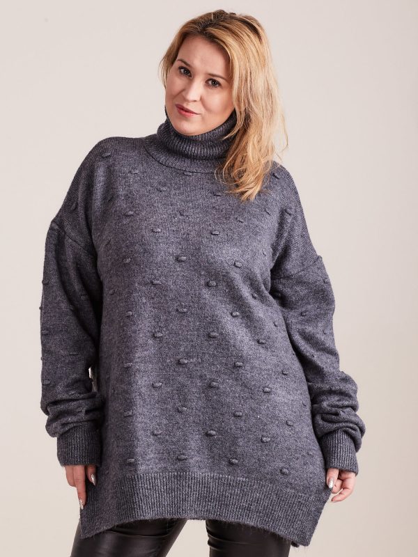 Wholesale Plus Size Graphite Turtleneck Sweater