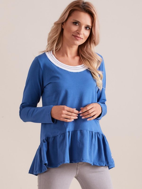 Wholesale Blue women's blouse with a basque