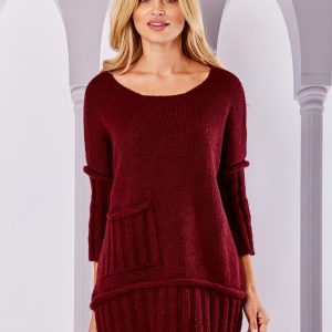 Wholesale Burgundy sweater with pocket