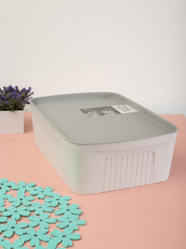 Wholesale Light Grey Matte Plastic Container With Lid