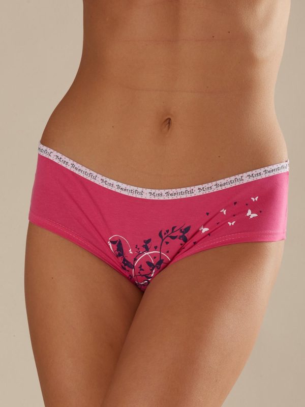 Wholesale Dark pink print shorts panties