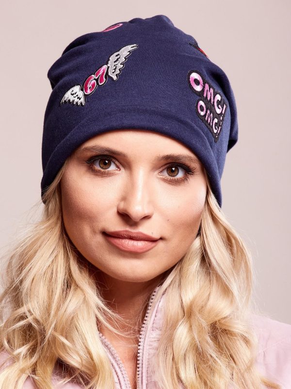 Wholesale Navy blue hat with patches