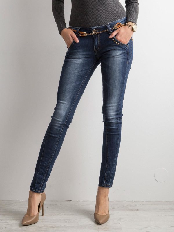 Wholesale Navy blue hipsters jeans