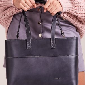 Wholesale Grey leather shopper bag