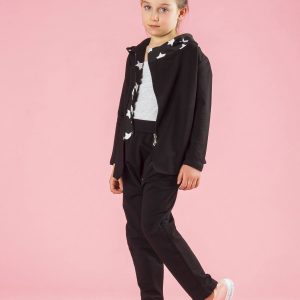 Wholesale Cotton Black Hooded Girls' Set