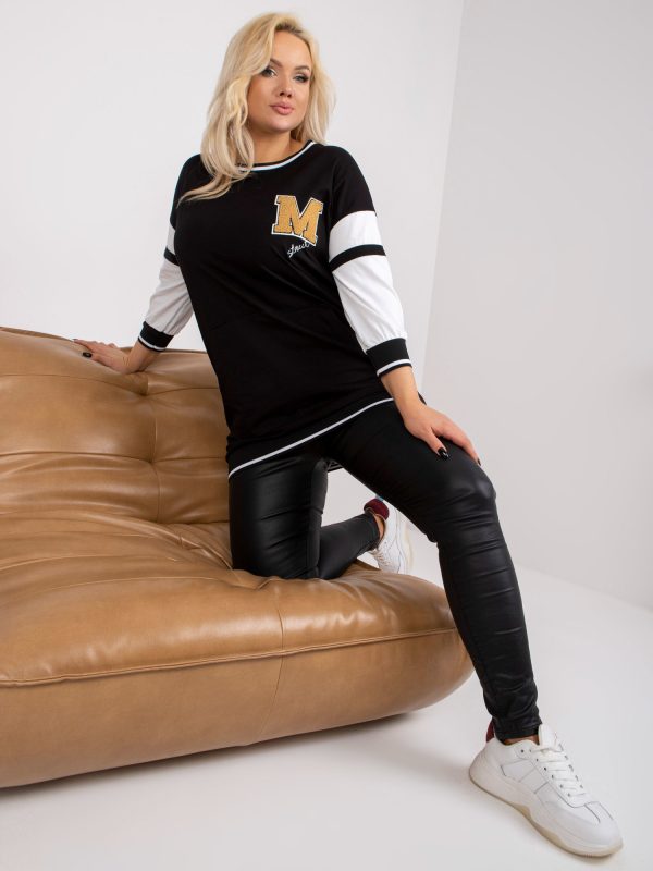 Wholesale Black sweatshirt tunic plus size with Patch