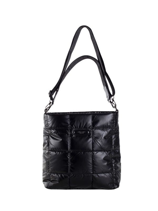 Wholesale LUIGISANTO Black Quilted Wide Strap Shoulder Bag