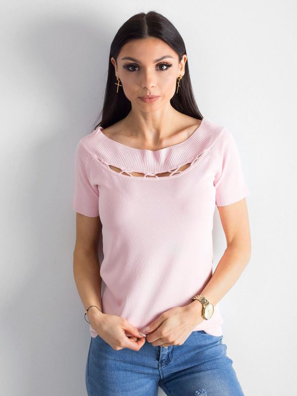 Wholesale Light pink blouse with cutouts