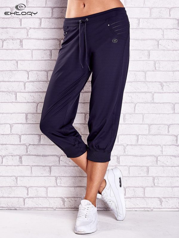 Wholesale Graphite capri pants with embroidered inserts PLUS SIZE