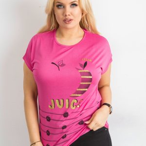 Wholesale Viscose T-shirt dark pink PLUS SIZE