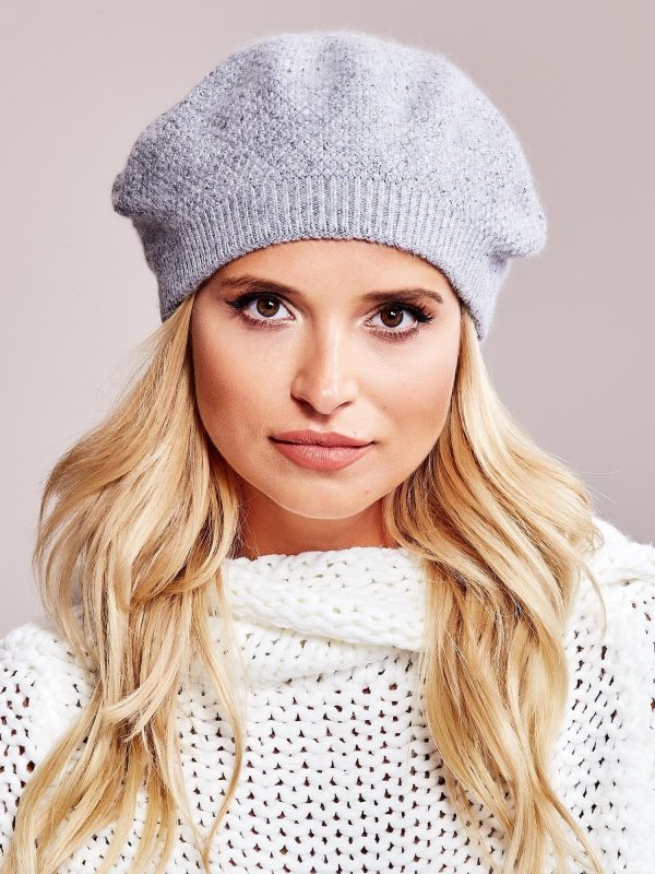 Wholesale Gray beret with applique