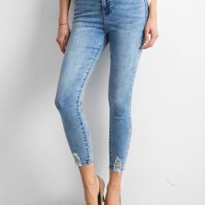 Wholesale Blue skinny jeans with appliques