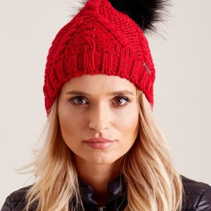 Wholesale Burgundy insulated hat with pompom