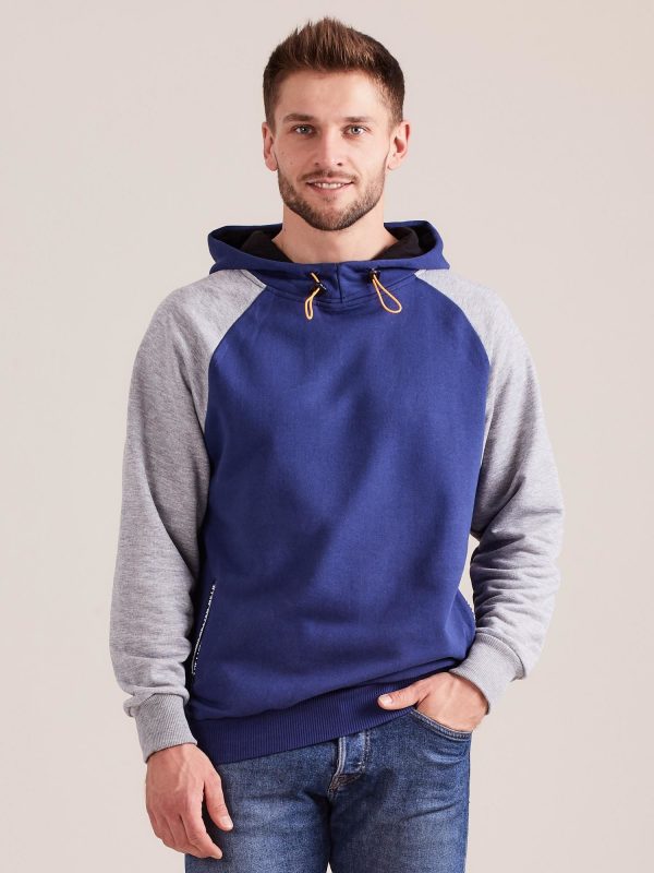 Wholesale Dark Blue Sweatshirt Men's Hooded Sweatshirt