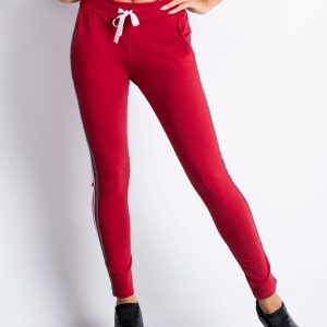 Wholesale Burgundy sweatpants with shiny stripe