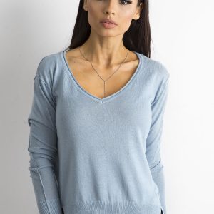 Wholesale Light Blue Loose Women's Sweater