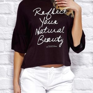 Wholesale Black blouse with inscription