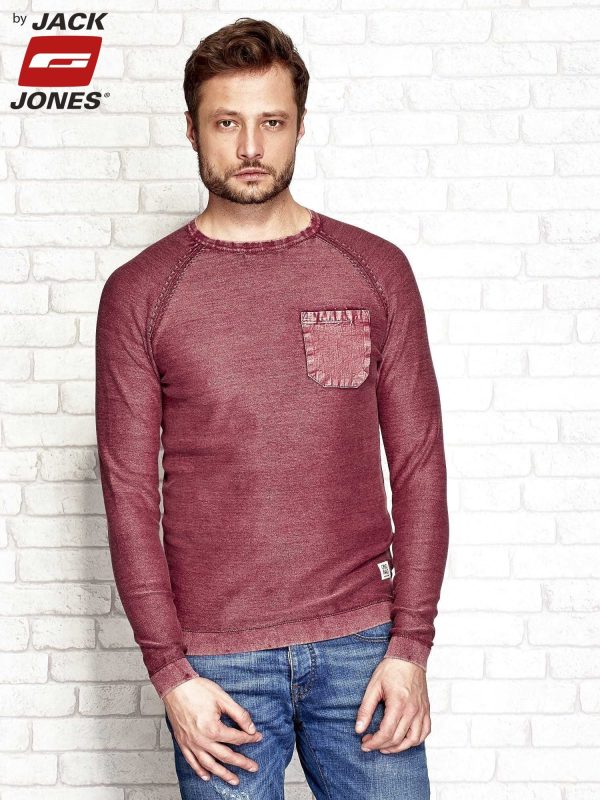 Wholesale Burgundy decathized men's sweater with pocket