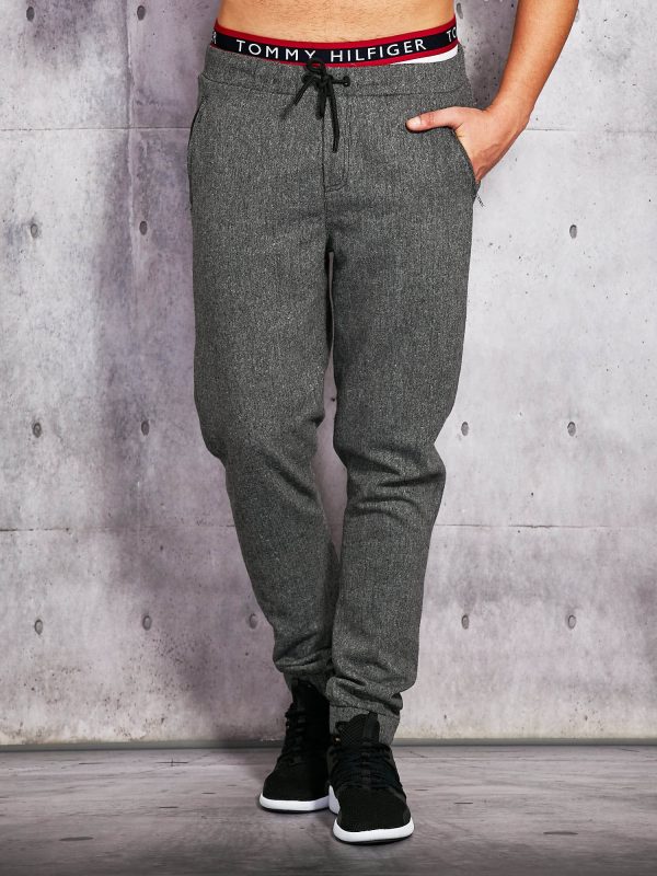 Wholesale Men's pants with binding and welts dark grey